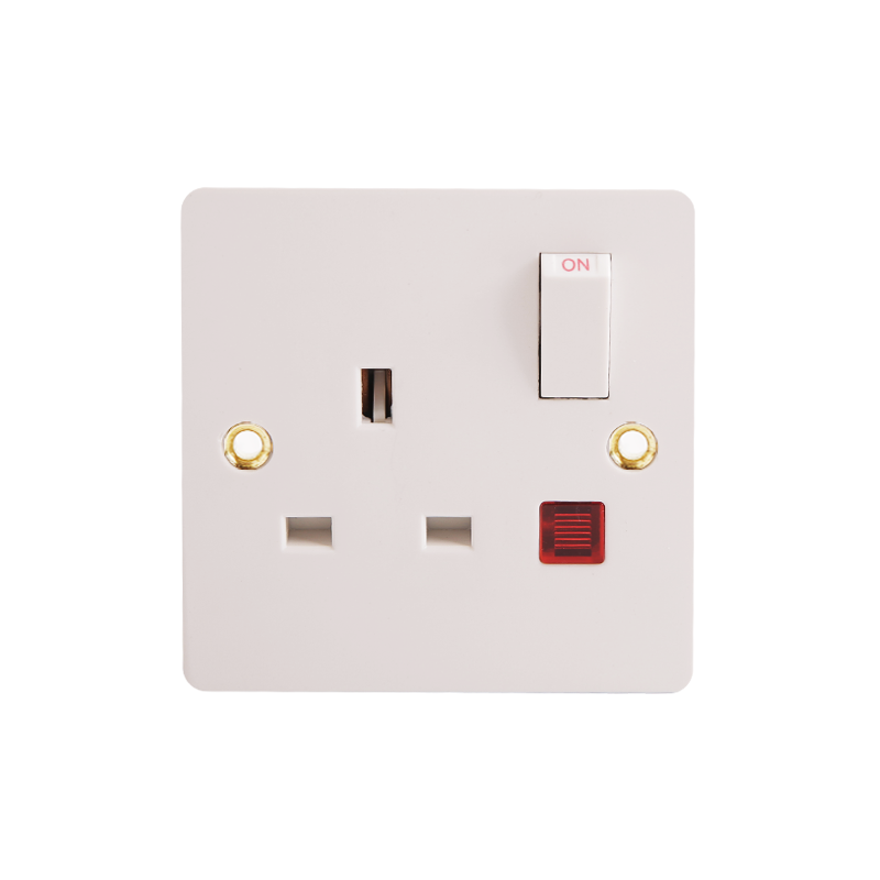 13A 1 geng Bakelite Switched Socket dengan Neon HK6113WN